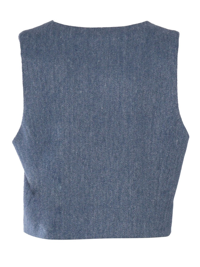 Circolo 1901 V-Neck Linen-Cotton Blend Gilet
