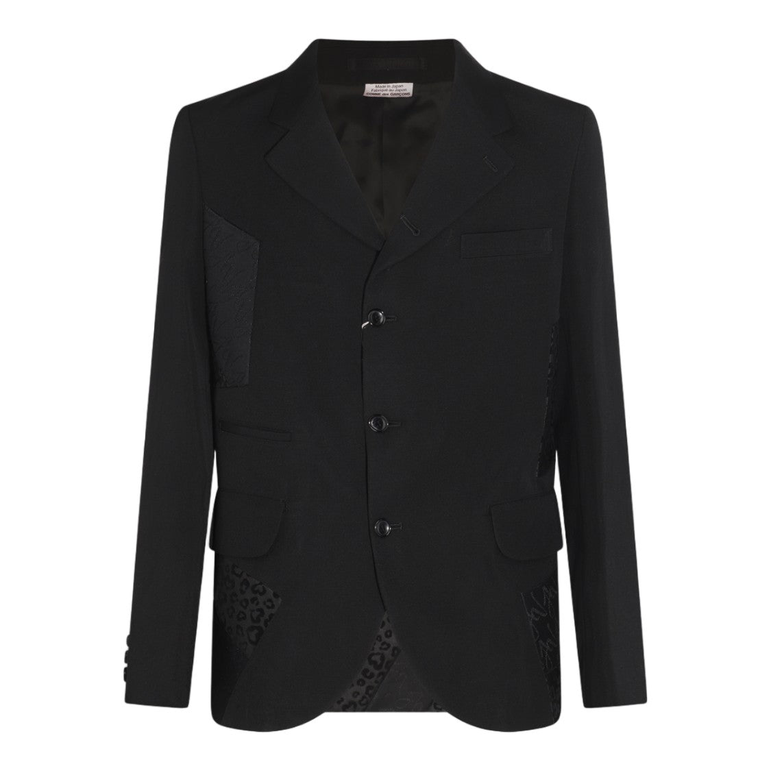 Comme Des Garçons Tailored Black Jacket With Textured Patchwork Details