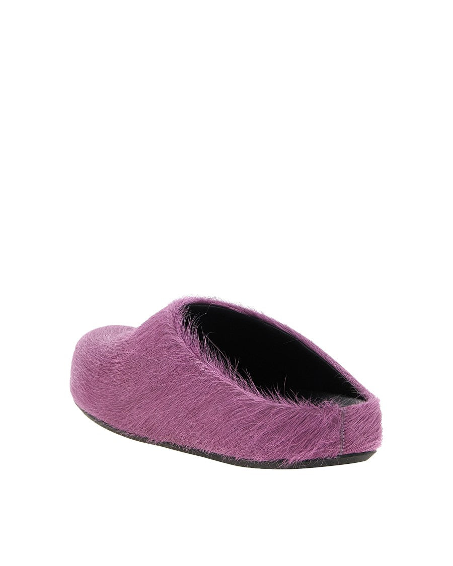 Marni Long-Hair Leather Fussbett Mules - Purple