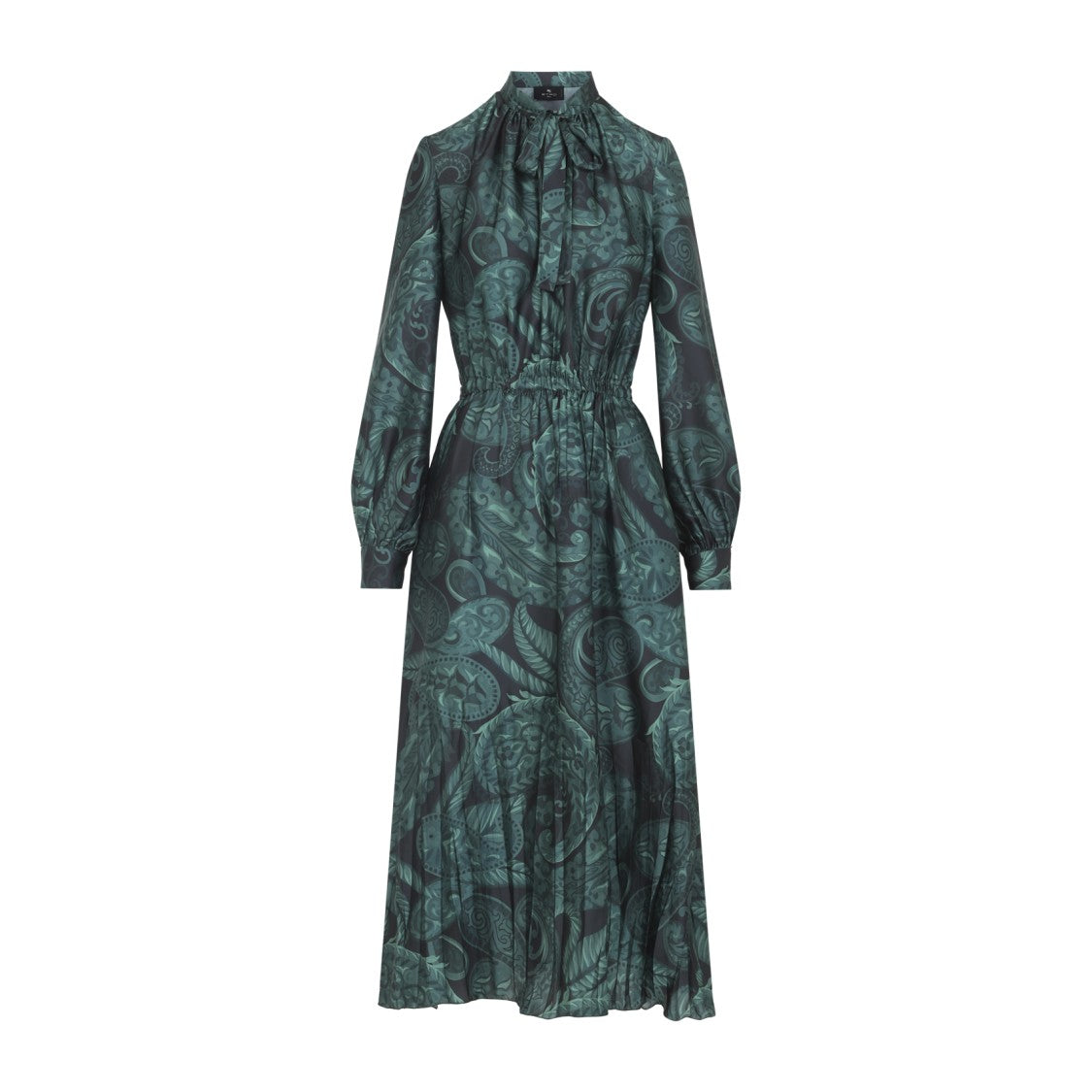 Etro Paisley Printed Midi Dress With Lavalliere Collar