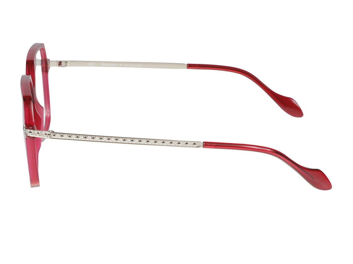 Kador Red Translucent Megan Metallic Temple Oversized Square Eyeglasses