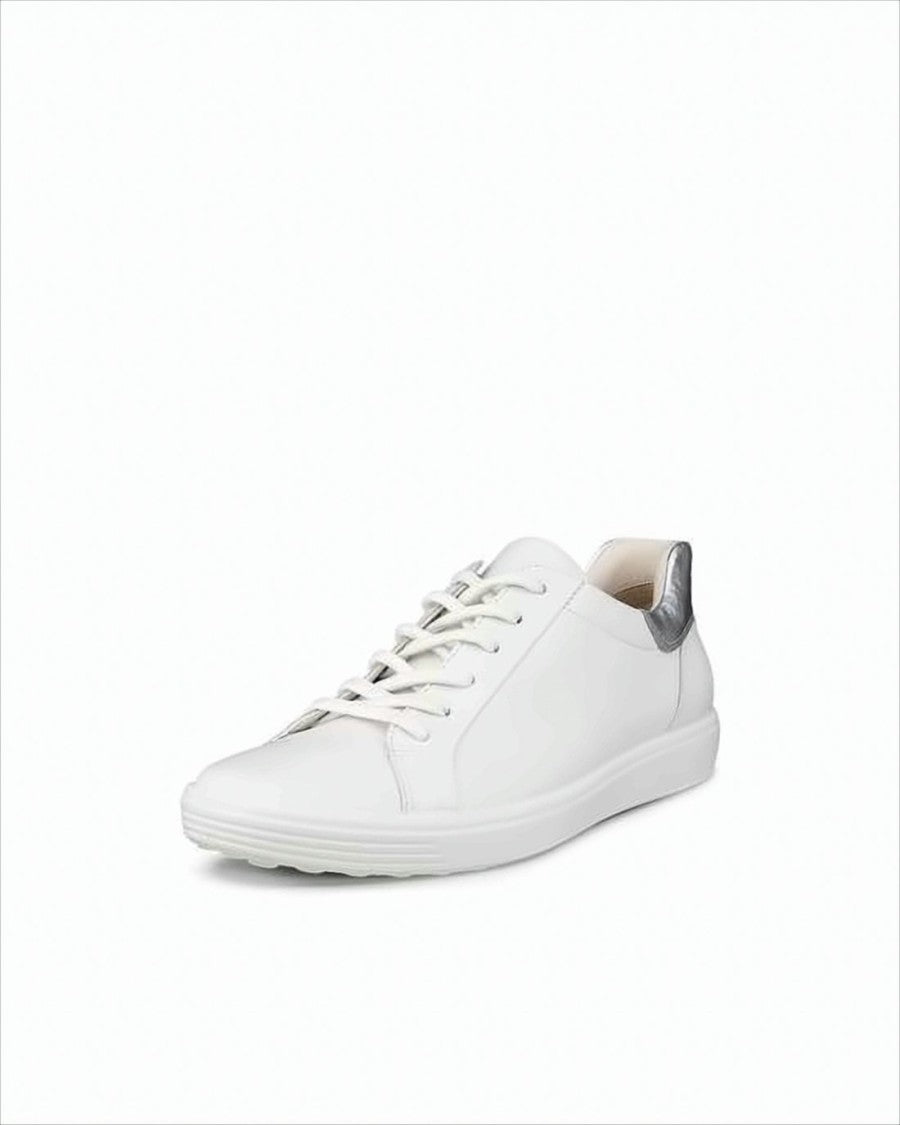 Ecco Minimalist White Low-Top Sneakers With Metallic Accent