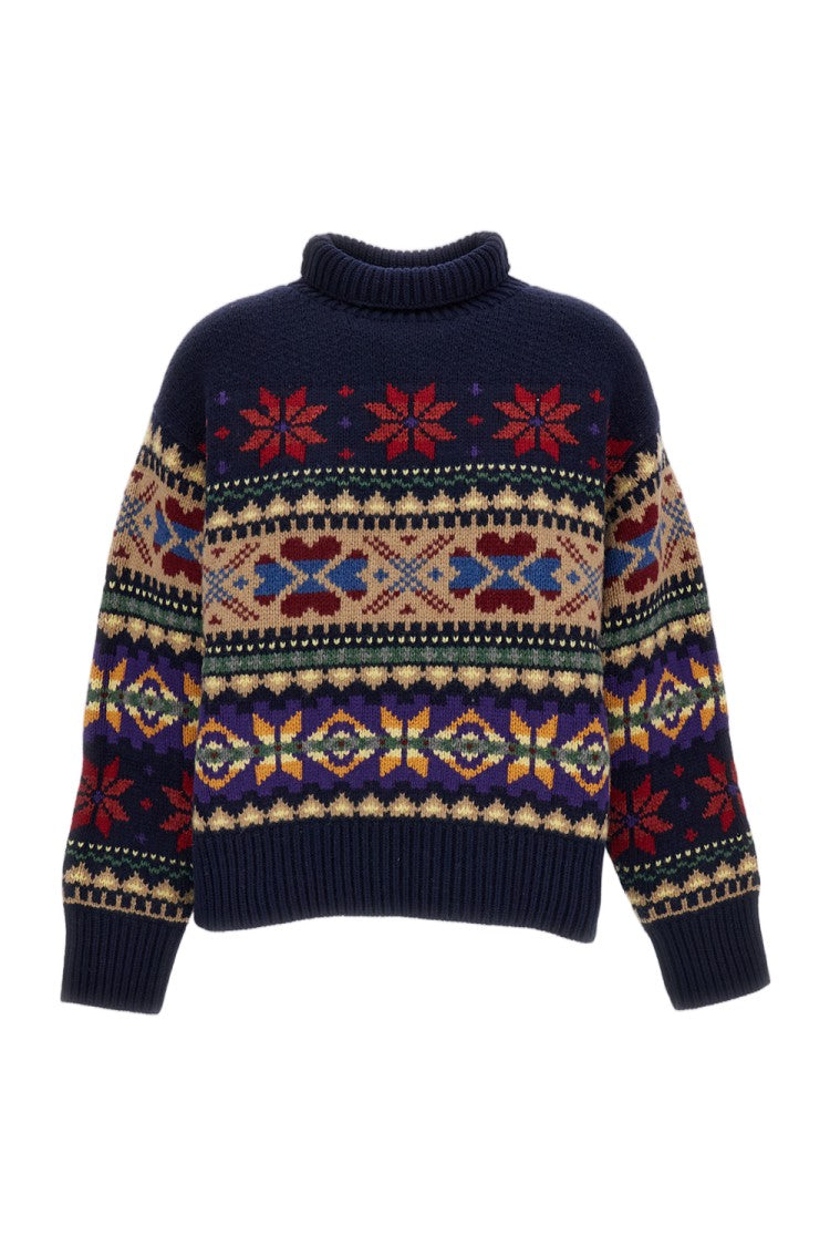 Polo Ralph Lauren Multicolor Ribbed Wool-Cashmere Turtleneck Sweater