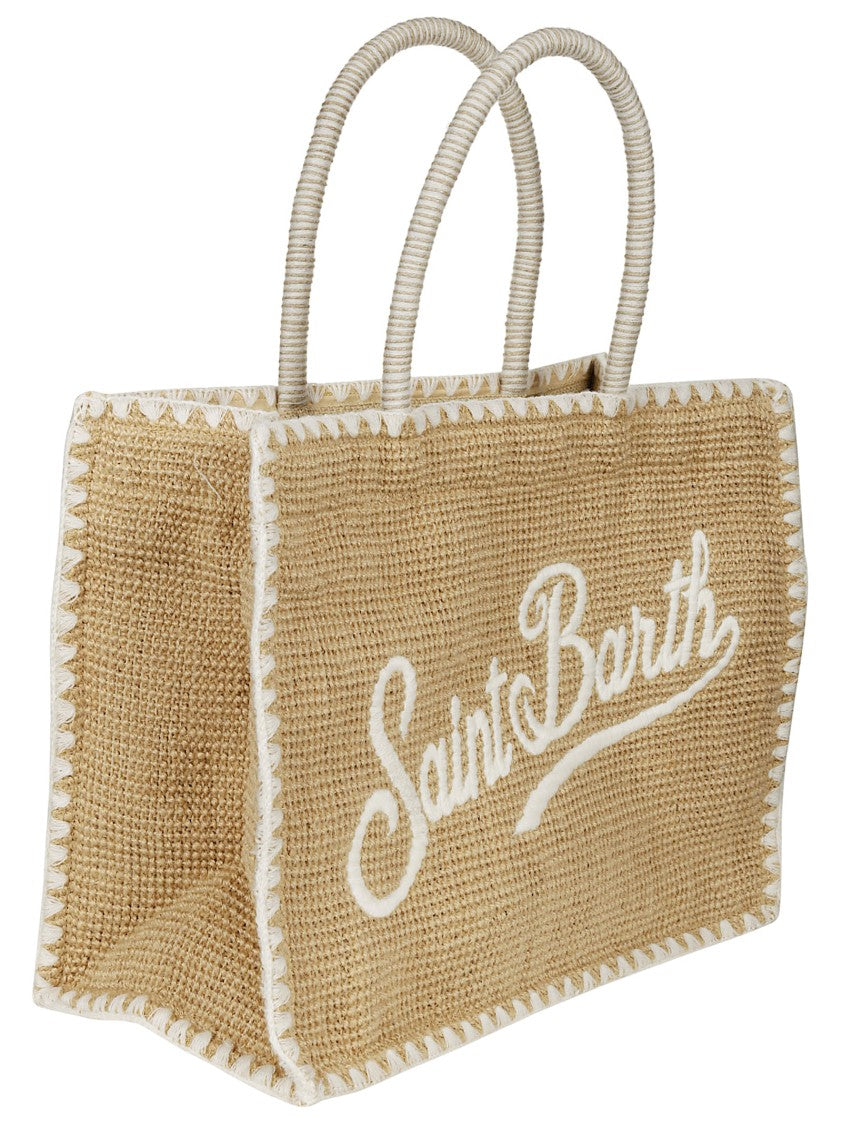 Mc2 Saint Barth Rectangular Jute Bag With Embroidered Detailing