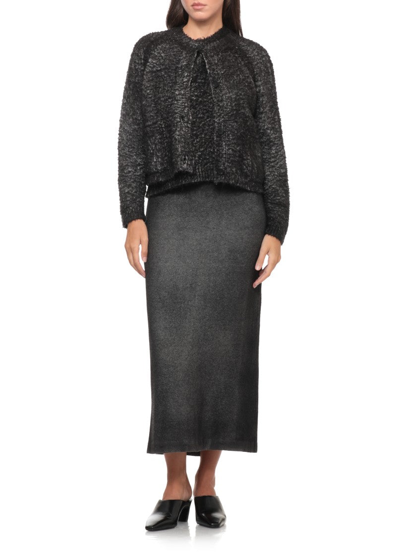 Avant Toi Textured Black Melange Cotton Avant Toi Cardigan