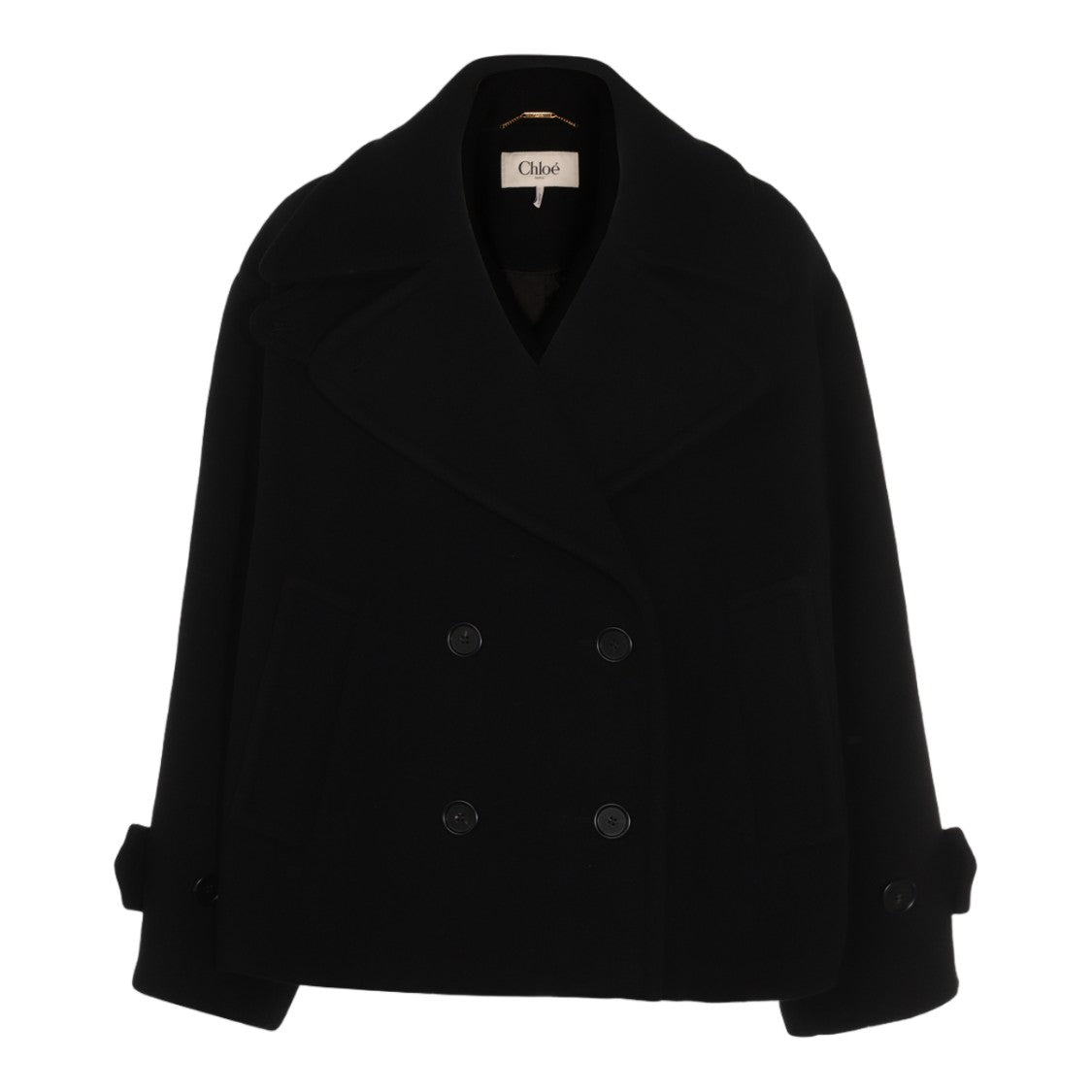 Chloé Double-Breasted Short Coat With Wide Lapel