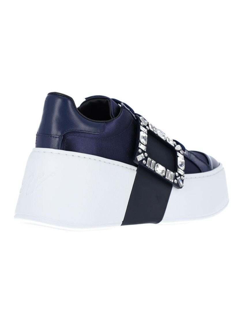 Roger Vivier Blue Viv' Skate Crystal Buckle Platform Sneakers