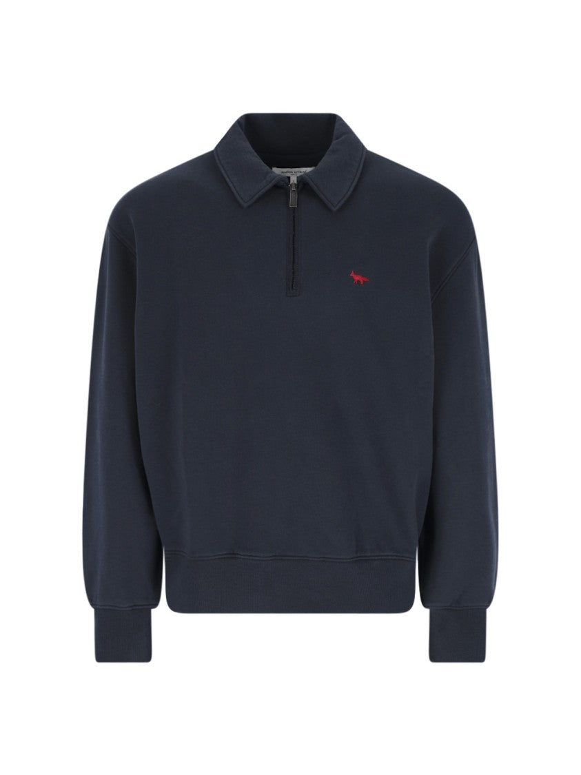 Maison Kitsuné Navy Profile Fox Organic Cotton Zip Sweatshirt