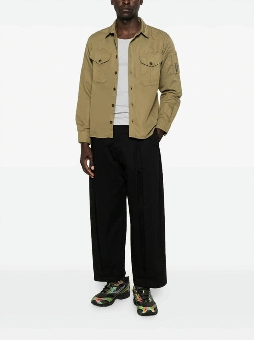 C.P. Company Structured Long-Sleeve Shirt With Classic Collar And Unique Patch