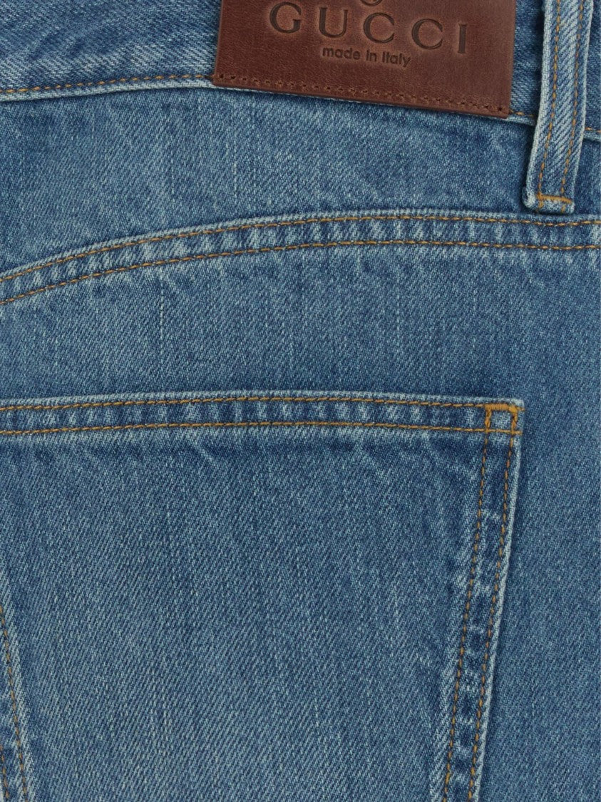 Gucci Blue Low Straight Denim Pants