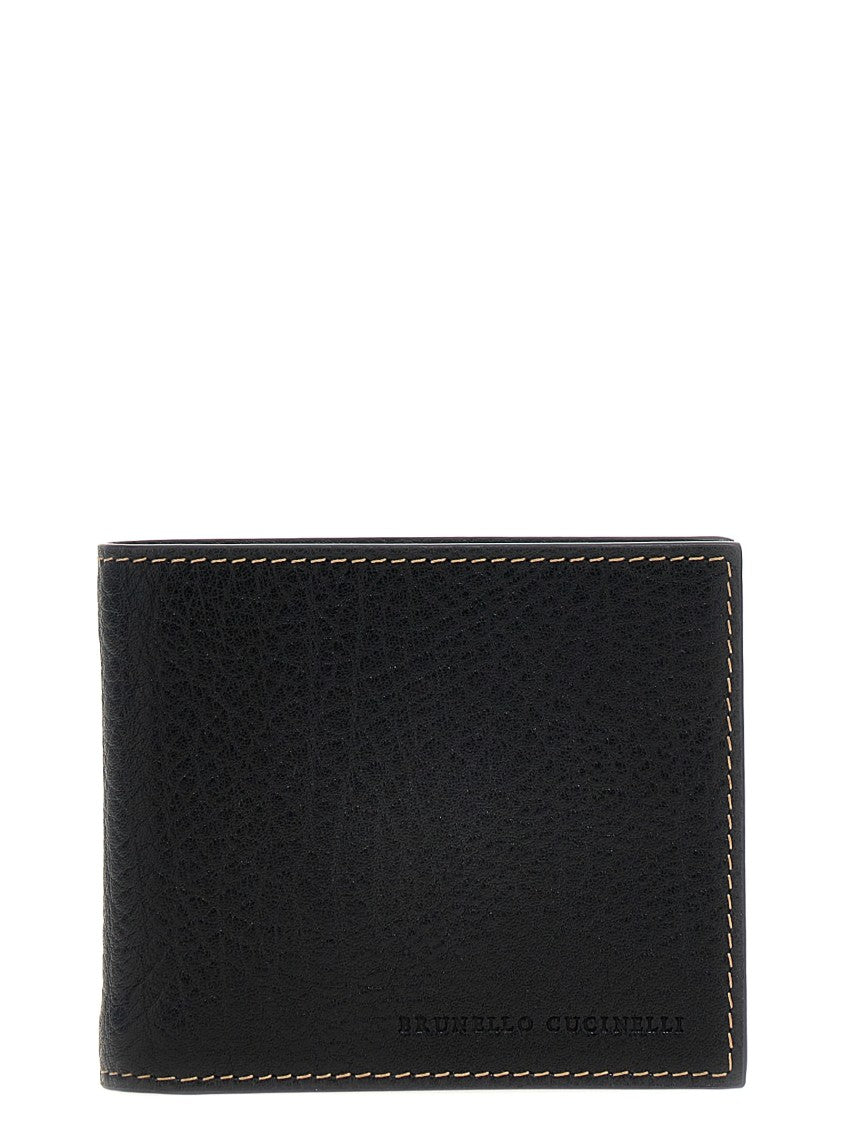 Brunello Cucinelli Black Calfskin Leather Wallet