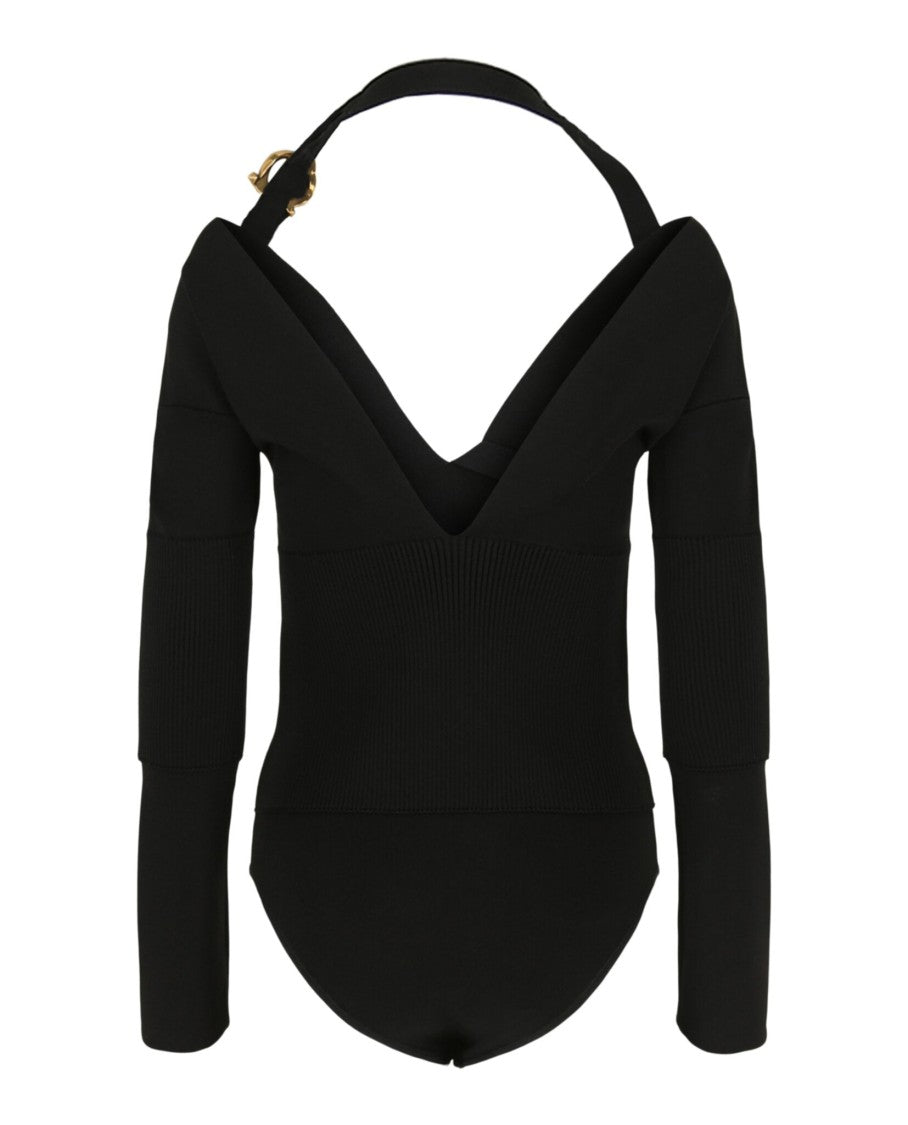 Ferragamo V-Neck Long Sleeve Bodysuit