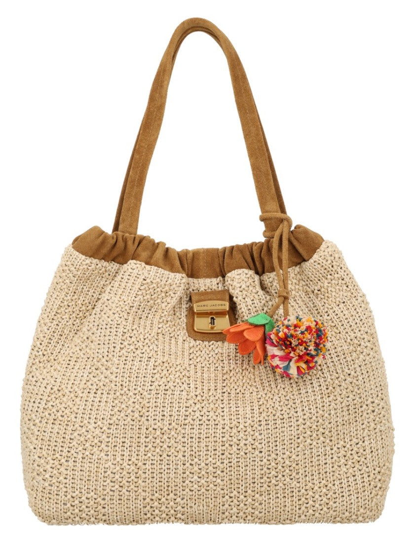 Marc Jacobs Neutrals Cristina Woven Pom-Pom Polyethylene Tote Bag