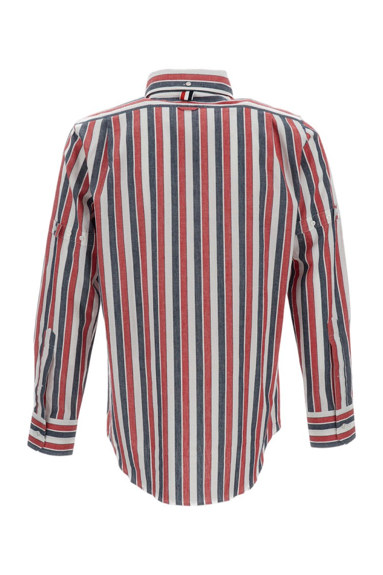 Thom Browne Multicolor Striped Relaxed Fit Linen-Cotton Thom Browne Shirt