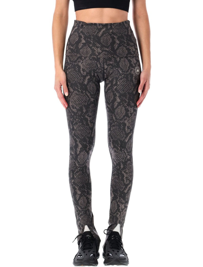 Adidas By Stella Mccartney Python Print High-Rise Rolltop Leggings