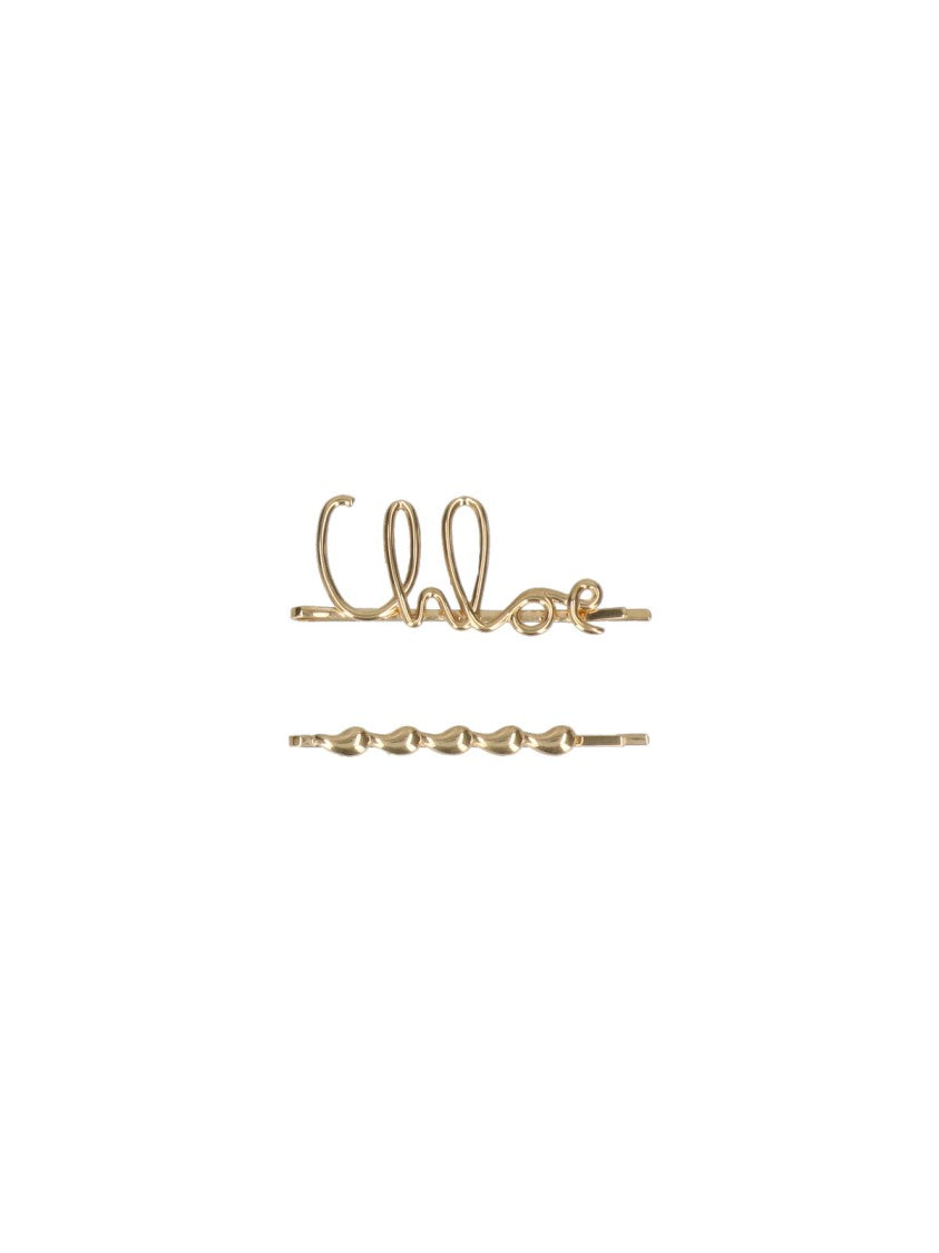 Chloé Set Of 2 "Iconic" Hair Clips Gold-Plated