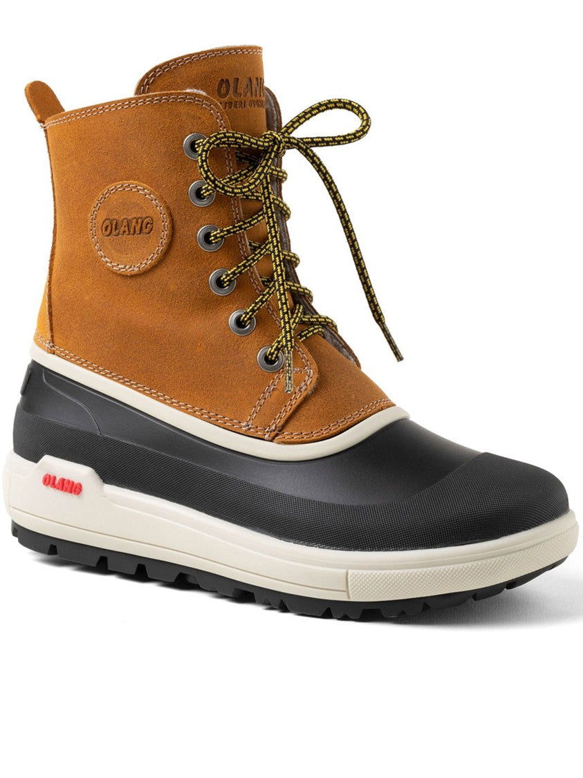 Olang Ankle-High Brown Leather And Rubber Boots With Rugged Sole
