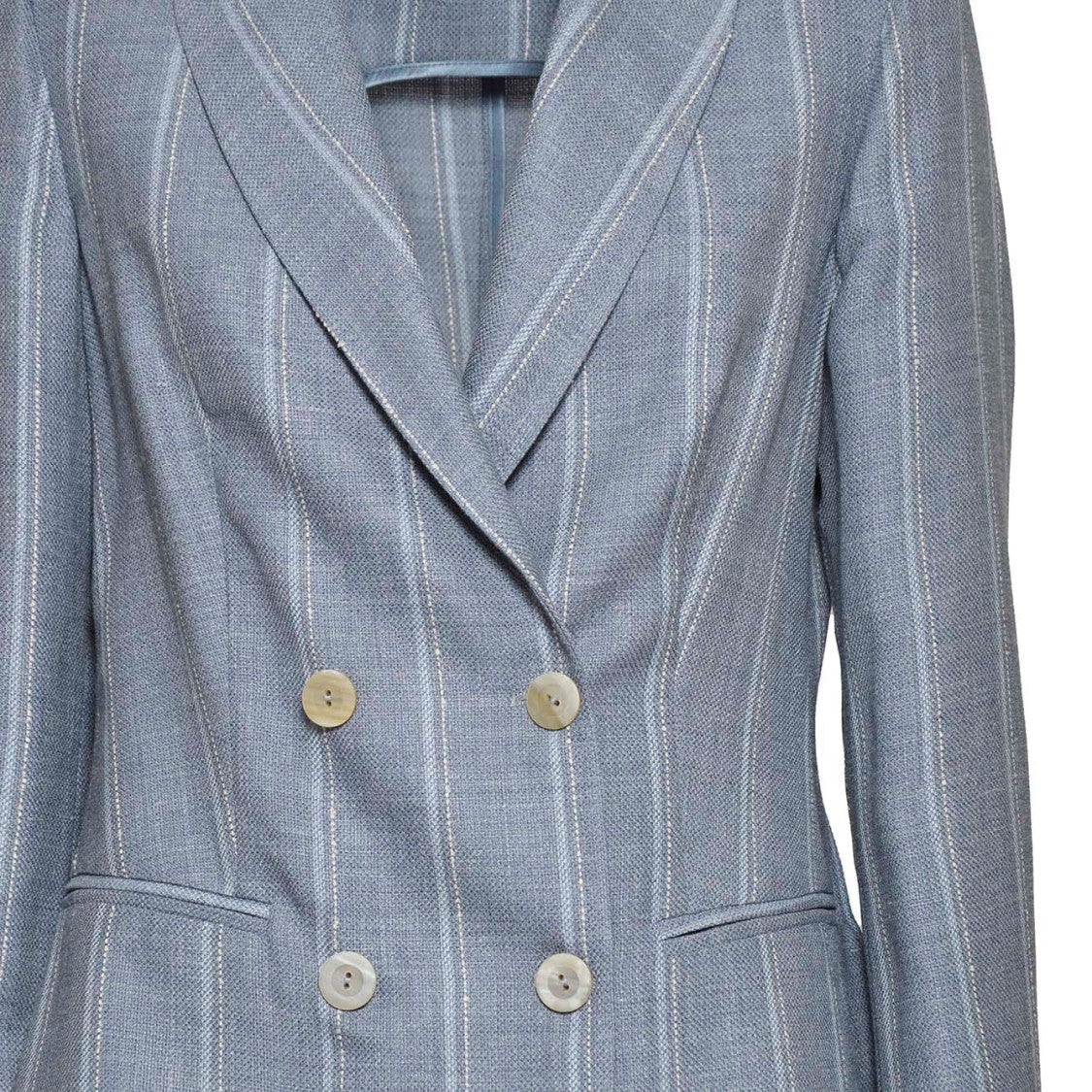 Barba Blazer Gi2 Double Breasted In Light Blue Linen