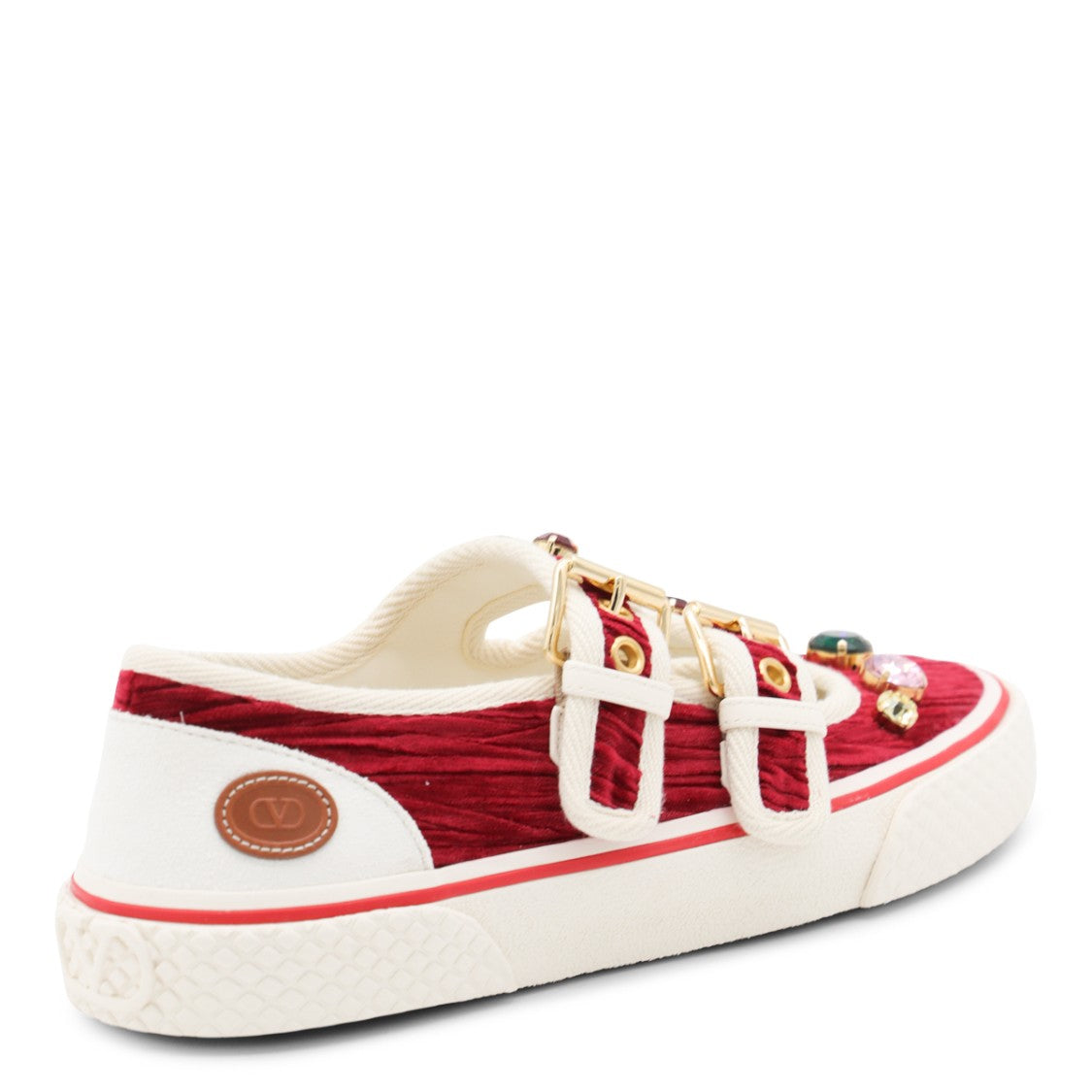 Valentino Garavani Burgundy And White Leather Sneakers