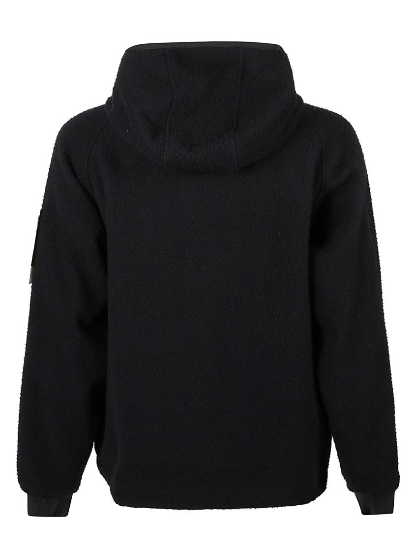 Stone Island Logo Patch Textured Black Wool Jacket