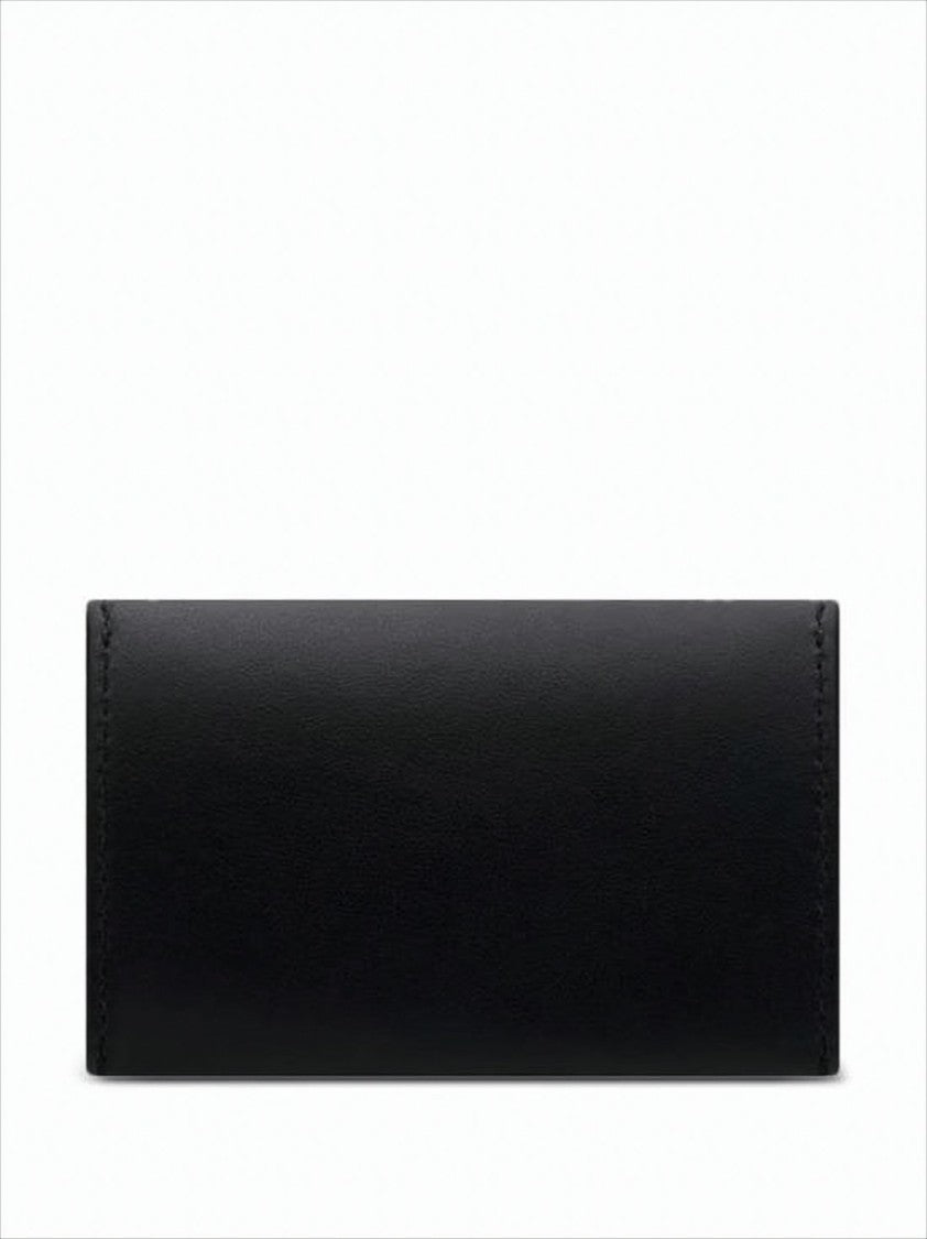 Courrèges Envelope-Style Black Calf Leather Wallet With Silver-Tone Clasp