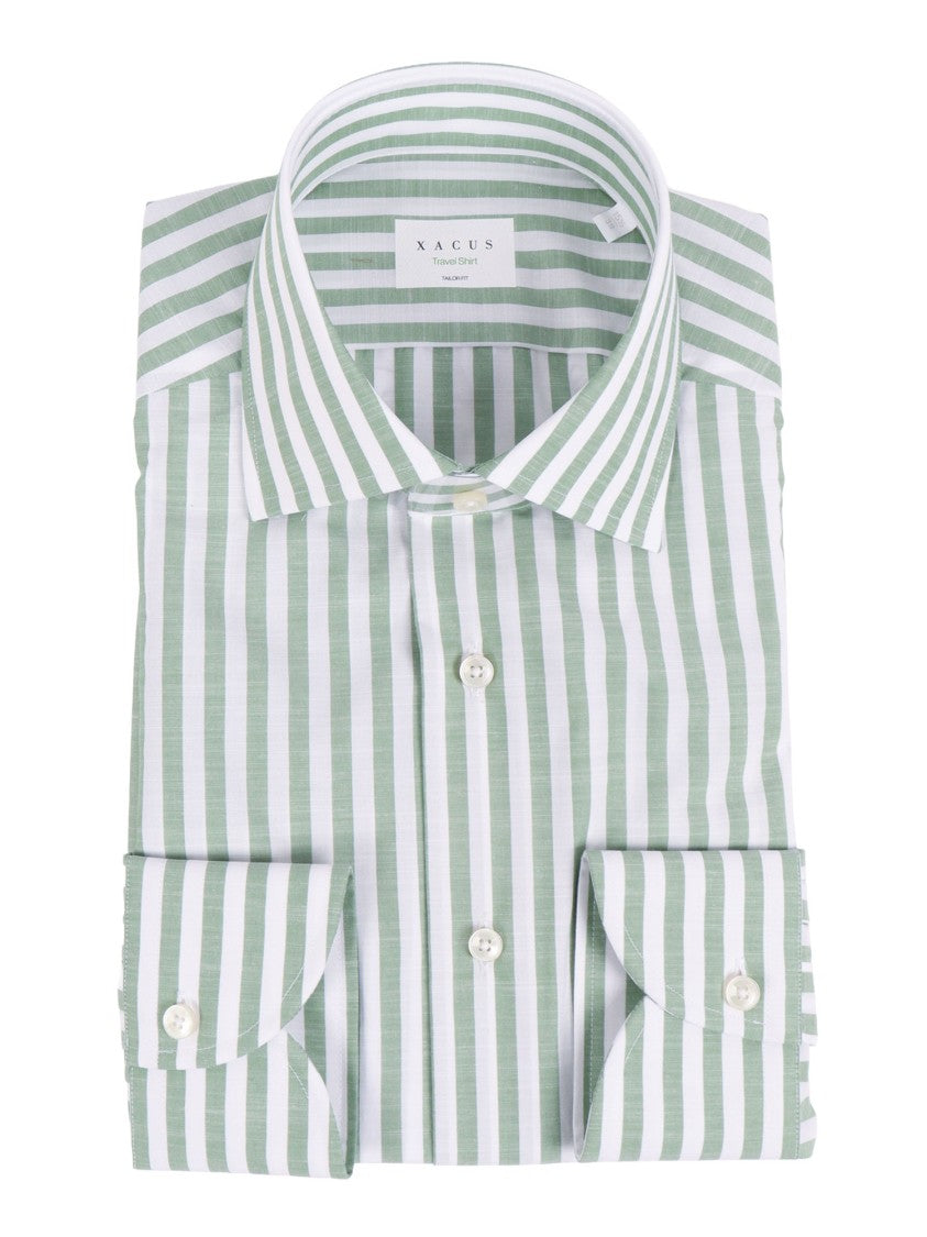 Xacus Striped Structured Tailored Cuffs Shirt