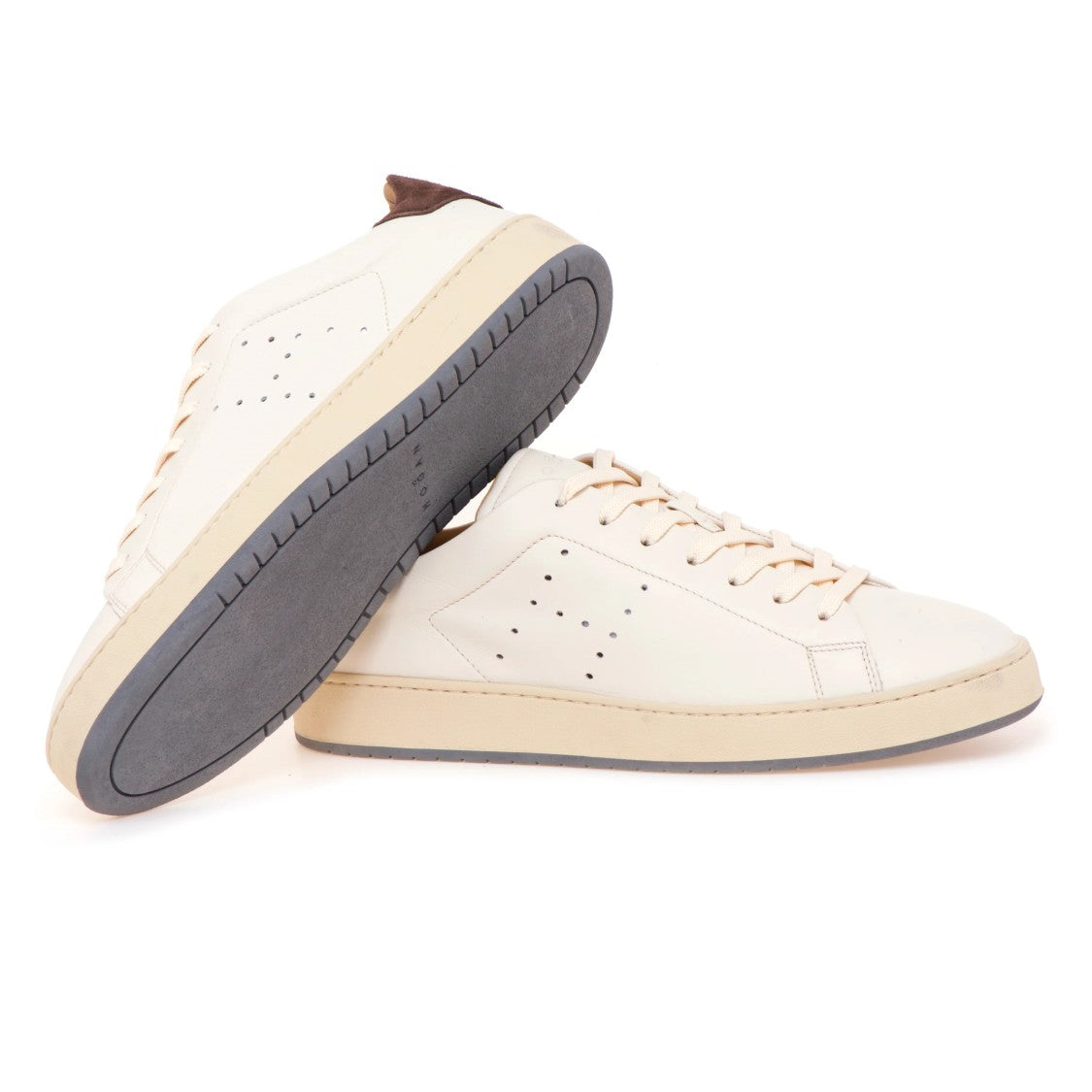 Hogan Off-White Leather Low-Top Sneakers With Suede Heel Tab