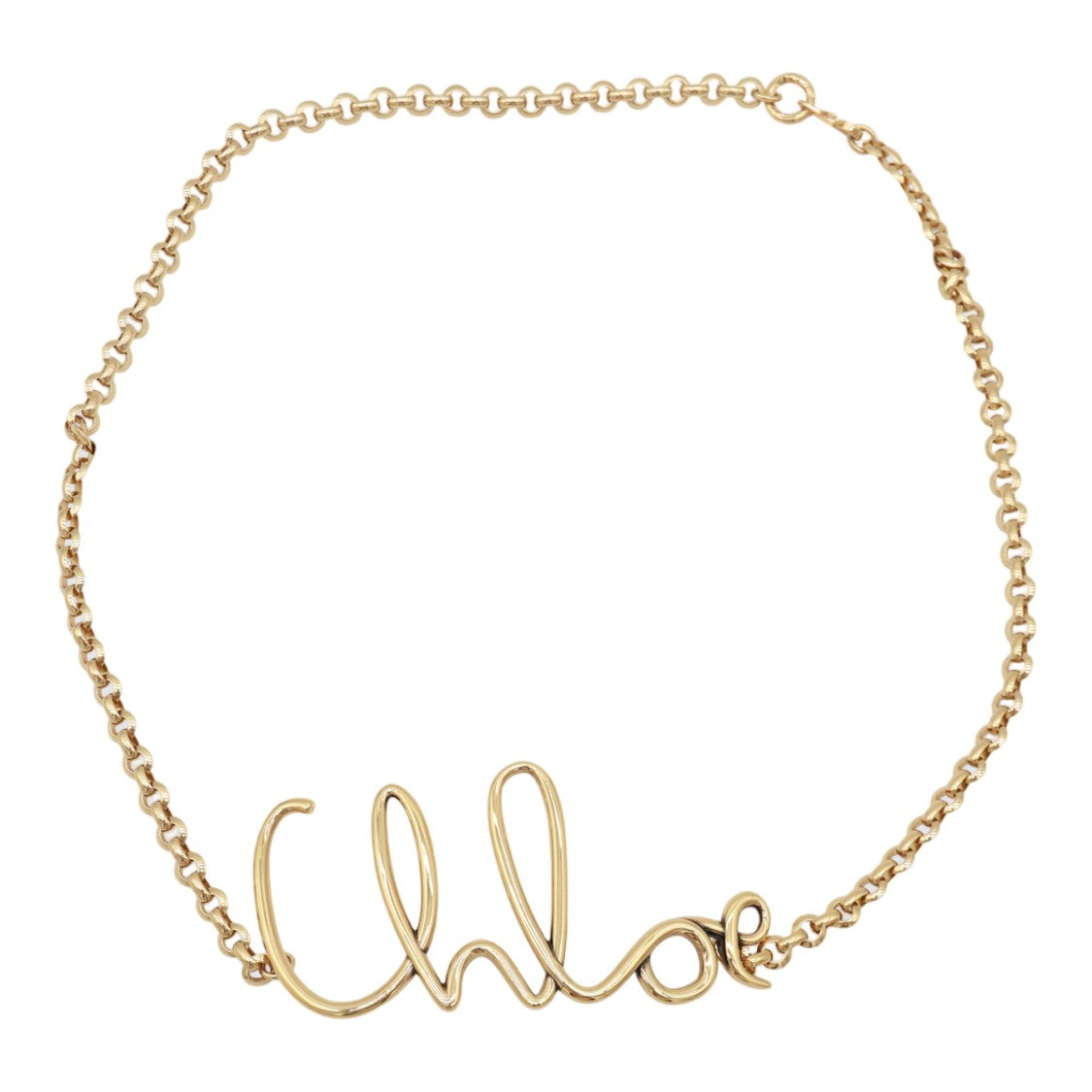 Chloé Gold-Tone Chain Belt With Cursive Script Centerpiece