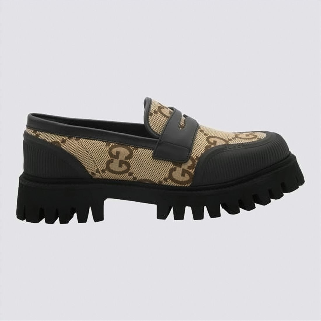 Gucci Chunky Sole Brown Monogram Pattern Loafers