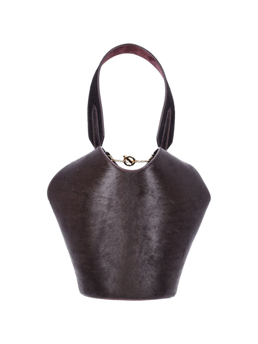 Khaite Mini Tote Bag In Bordeaux Calf Suede