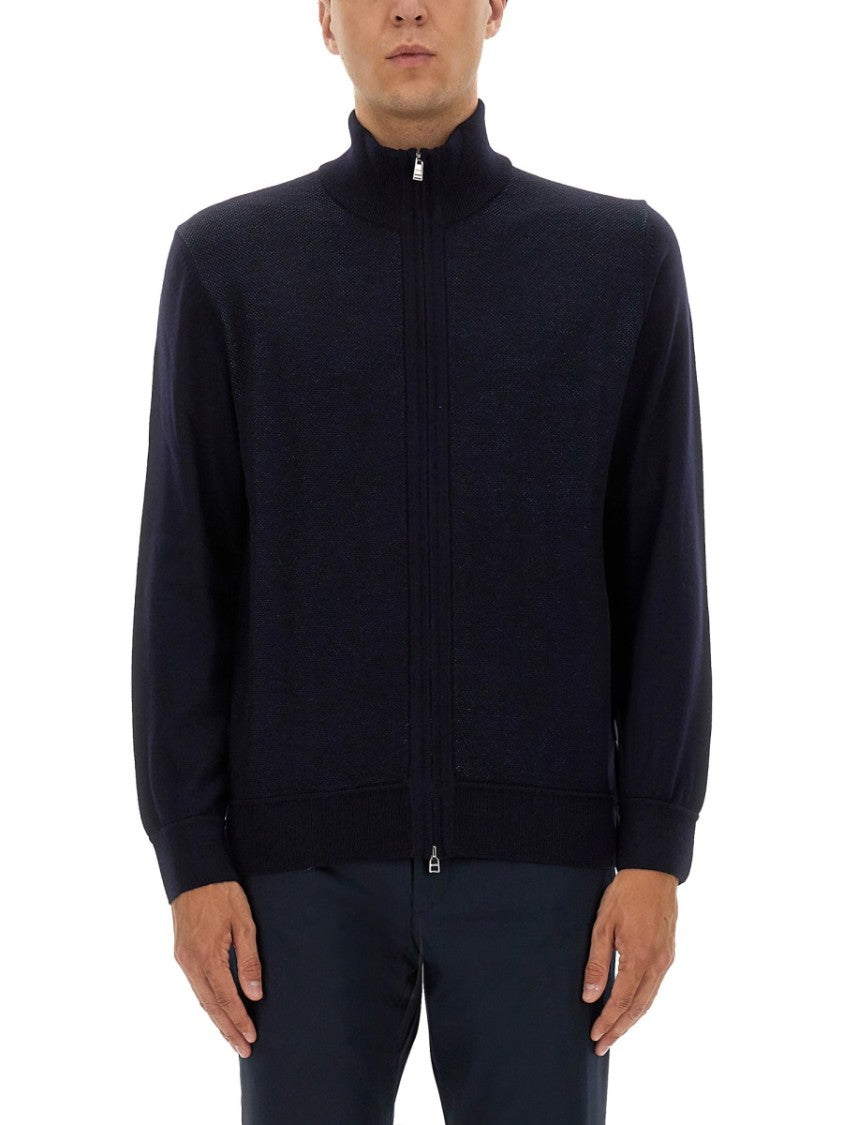 Boss Zip-Up Shirt In Soft Virgin Wool