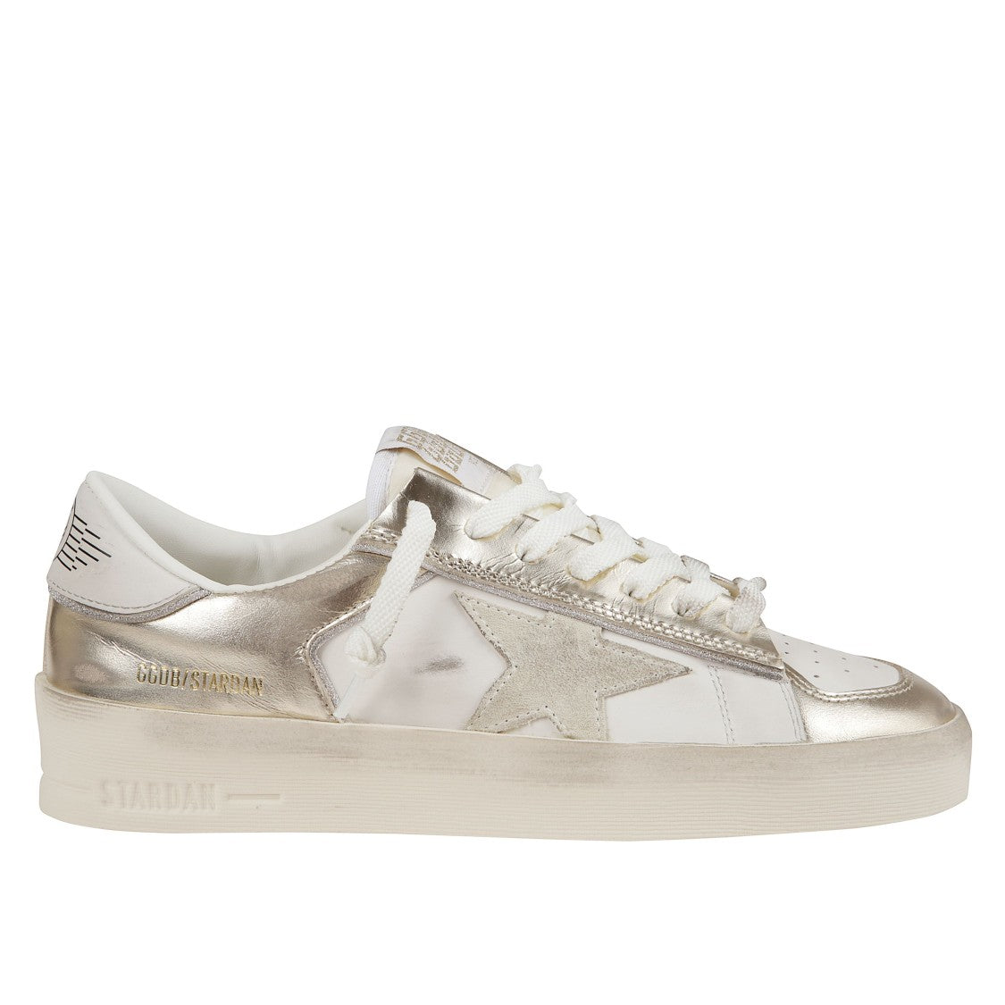 Golden Goose White Leather Sneakers With Platinum Heel