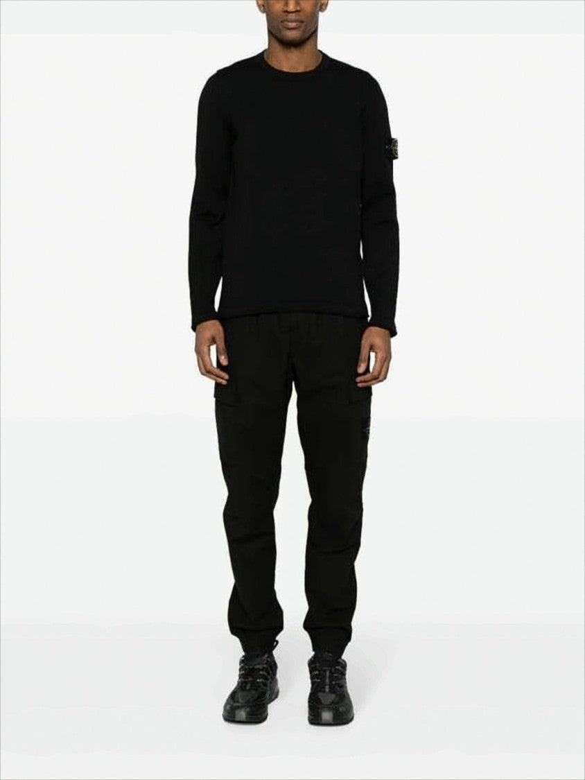 Stone Island Textured Black Crew Neck Sweater