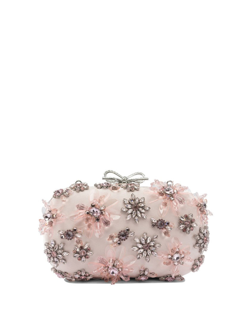 Self-Portrait Satin Floral Clutch Bag