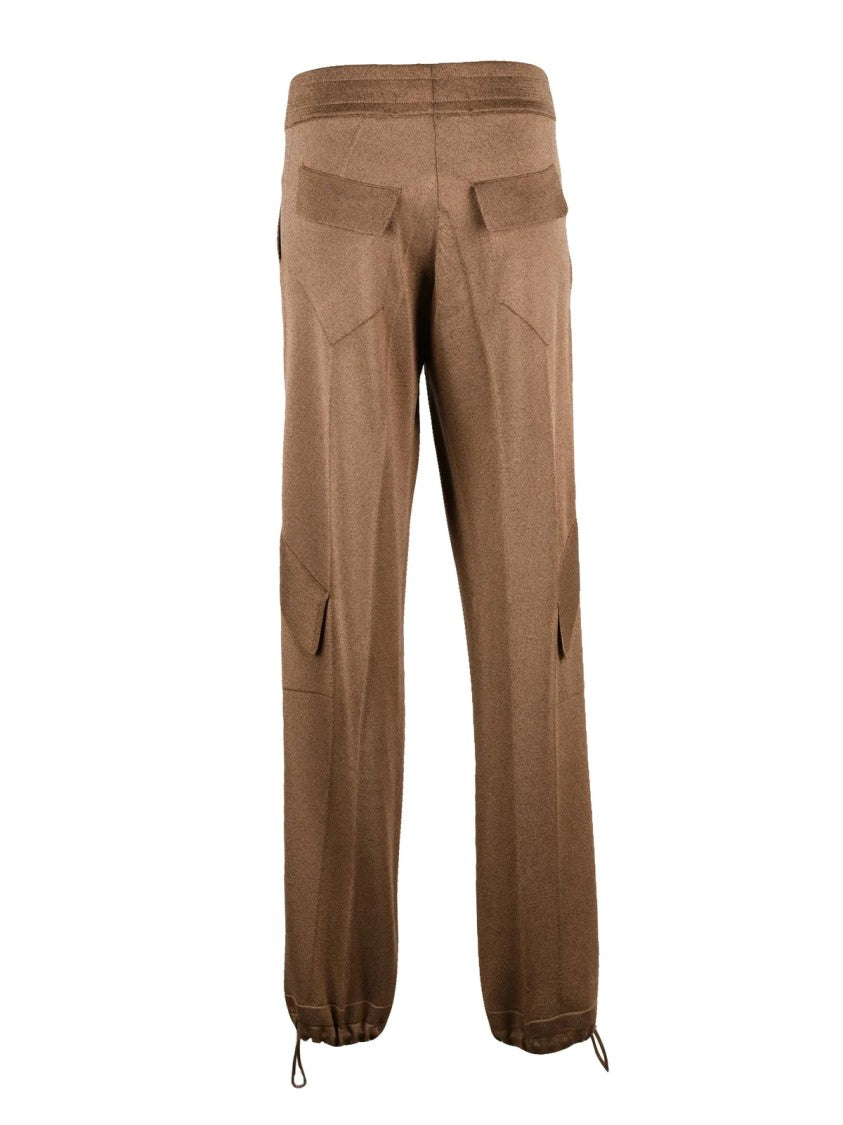 Circus Hotel Brown Lamé Viscose-Blend Wide-Leg Track Pants