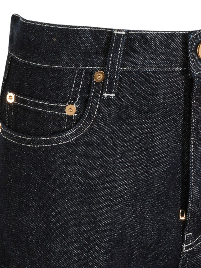 Fabiana Filippi Blue Cropped Dark Denim Five-Pocket Pants