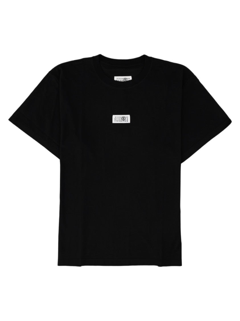 Mm6 By Maison Margiela Short-Sleeve Minimalist Black Cotton T-Shirt