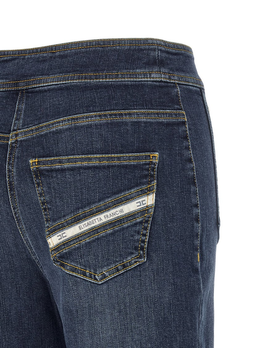 Elisabetta Franchi High-Waisted Palazzo Jeans With Decorative Button Details