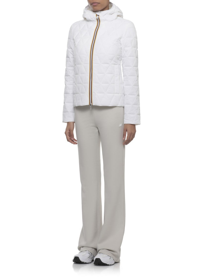 K-Way White Lil Diamond Quilted Jacket