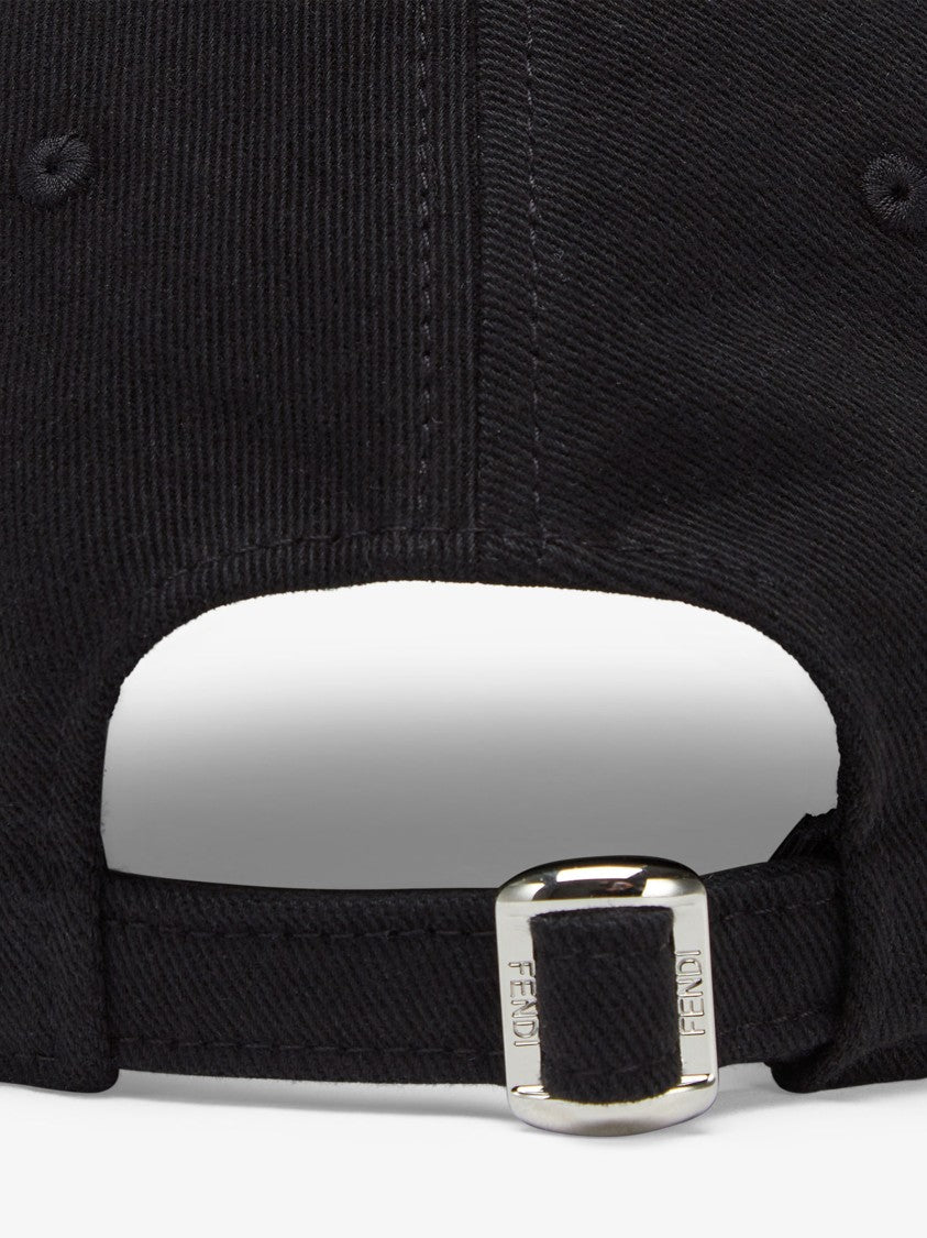 Fendi Cotton Canvas Embroidered Fendi Roma Cap