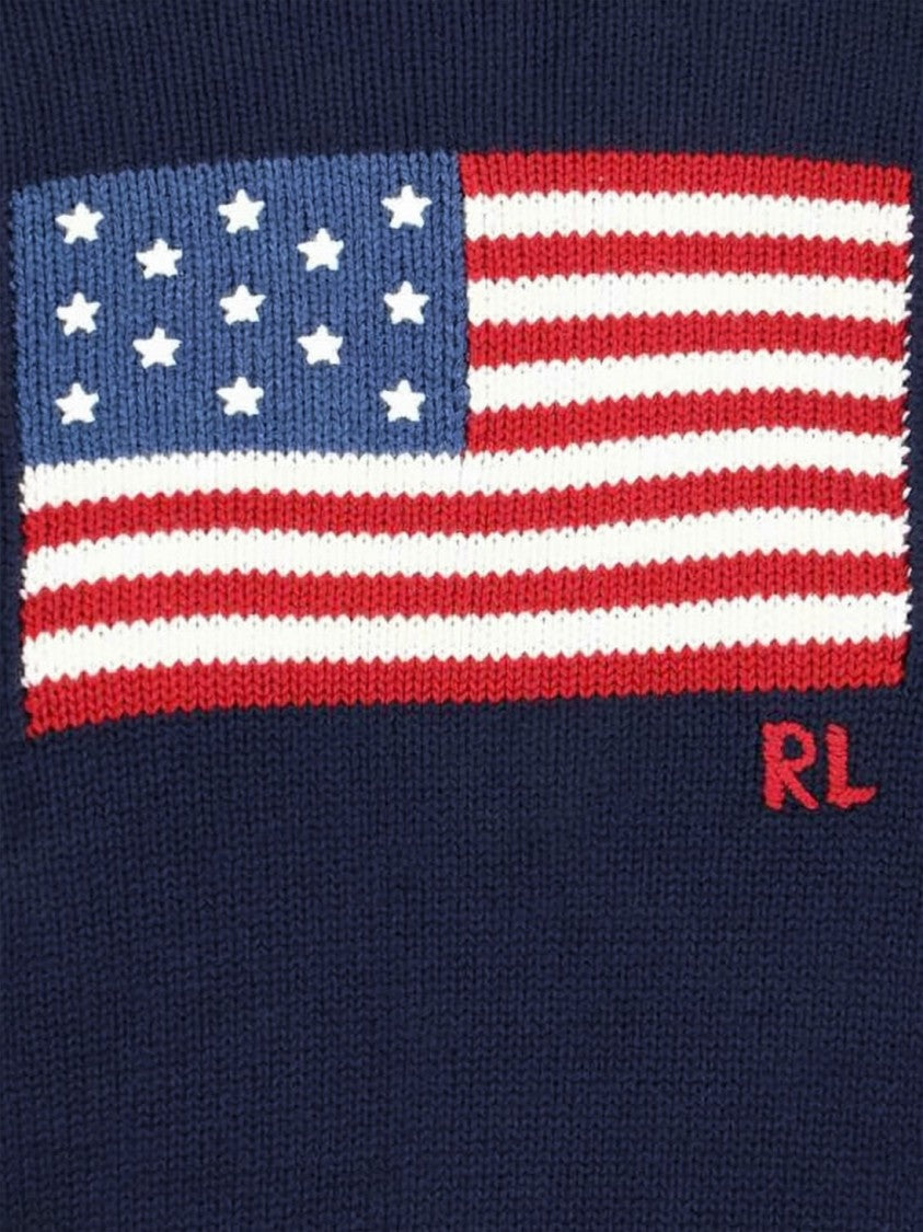 Polo Ralph Lauren Iconic Flag Knit Sweater With Crew Neckline