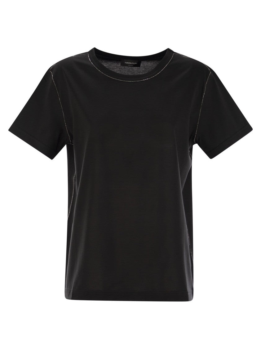 Fabiana Filippi Jersey T-Shirt With Diamond Thread Detailing