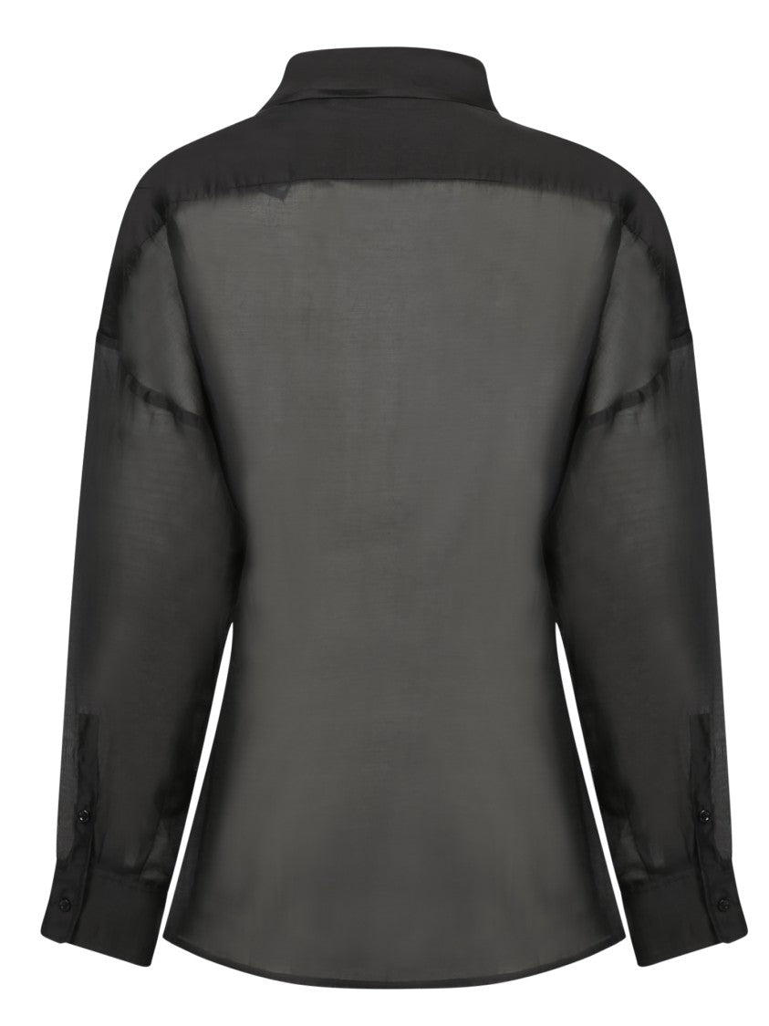 Blanca Vita Lightweight Cotton Muslin Black Shirt