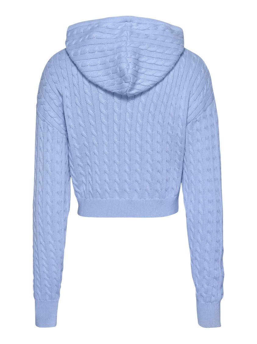 Tommy Jeans Cable Knit Cropped Hoodie With Cozy Hood