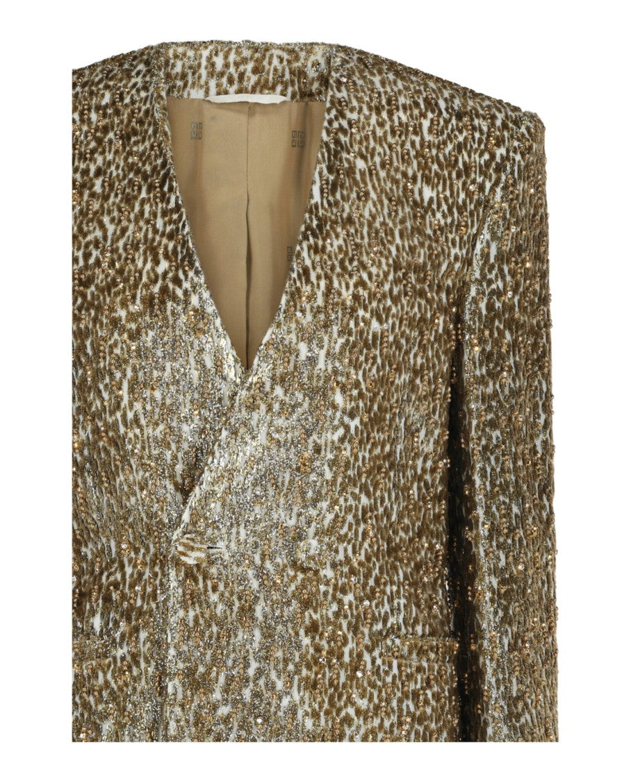 Givenchy Beaded Animal Print Single-Breasted Blazer