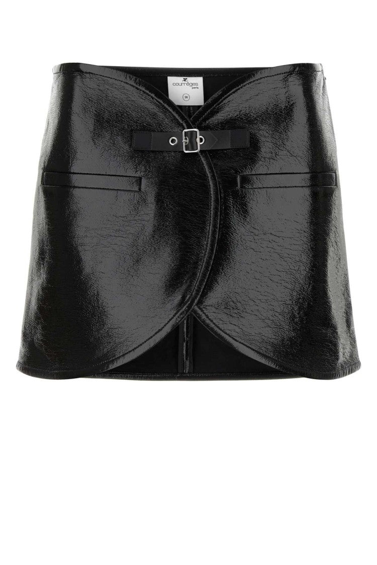 Courrèges Black Vinyl Mini Skirt