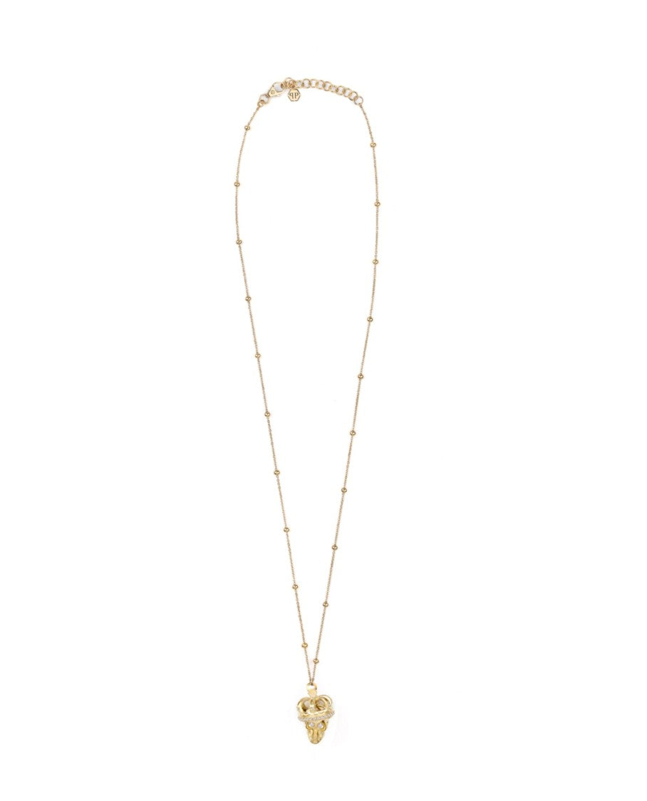 Philipp Plein Gold-Plated Crowned Skull Necklace With Preciosa Crystals