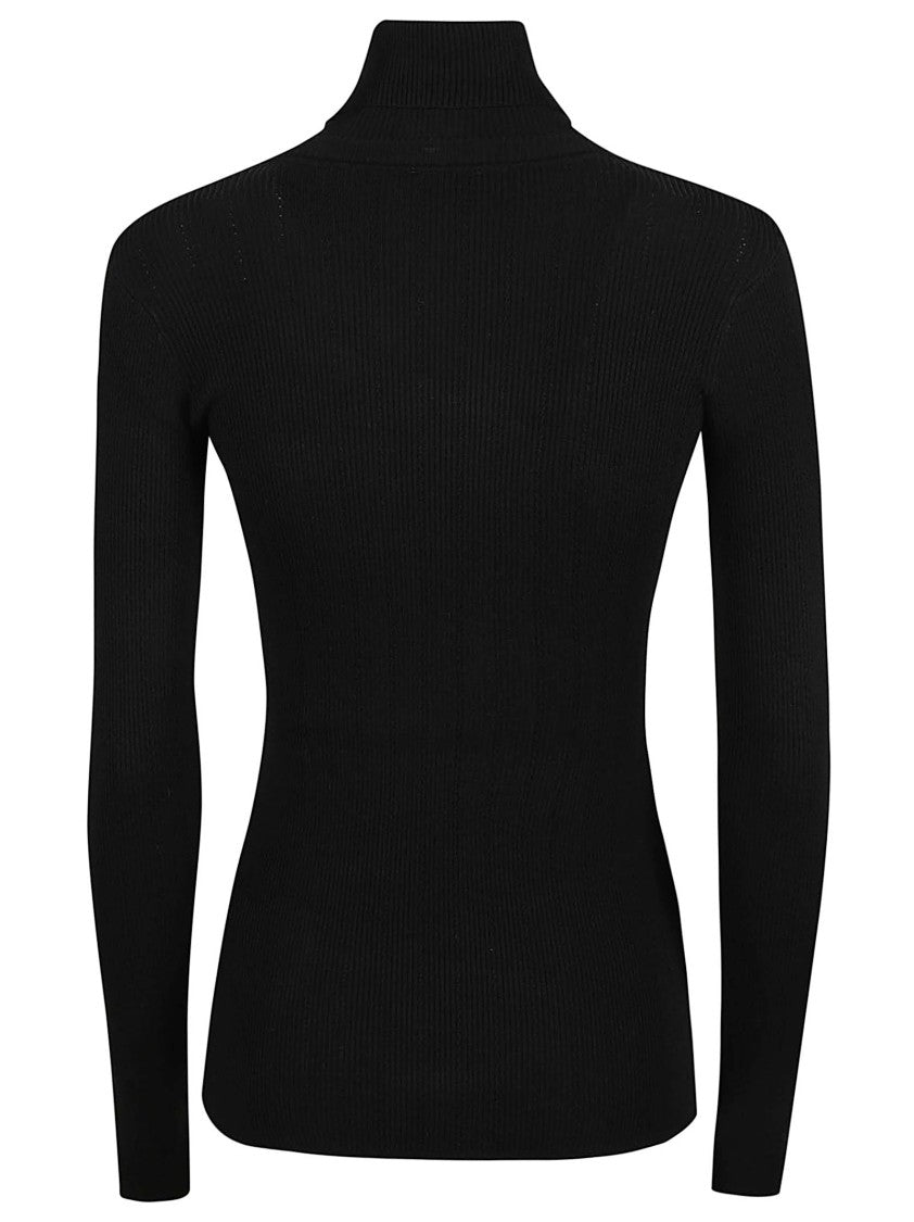 Elisabetta Franchi Fitted Long Sleeve Turtleneck Sweater With Ribbed Texture