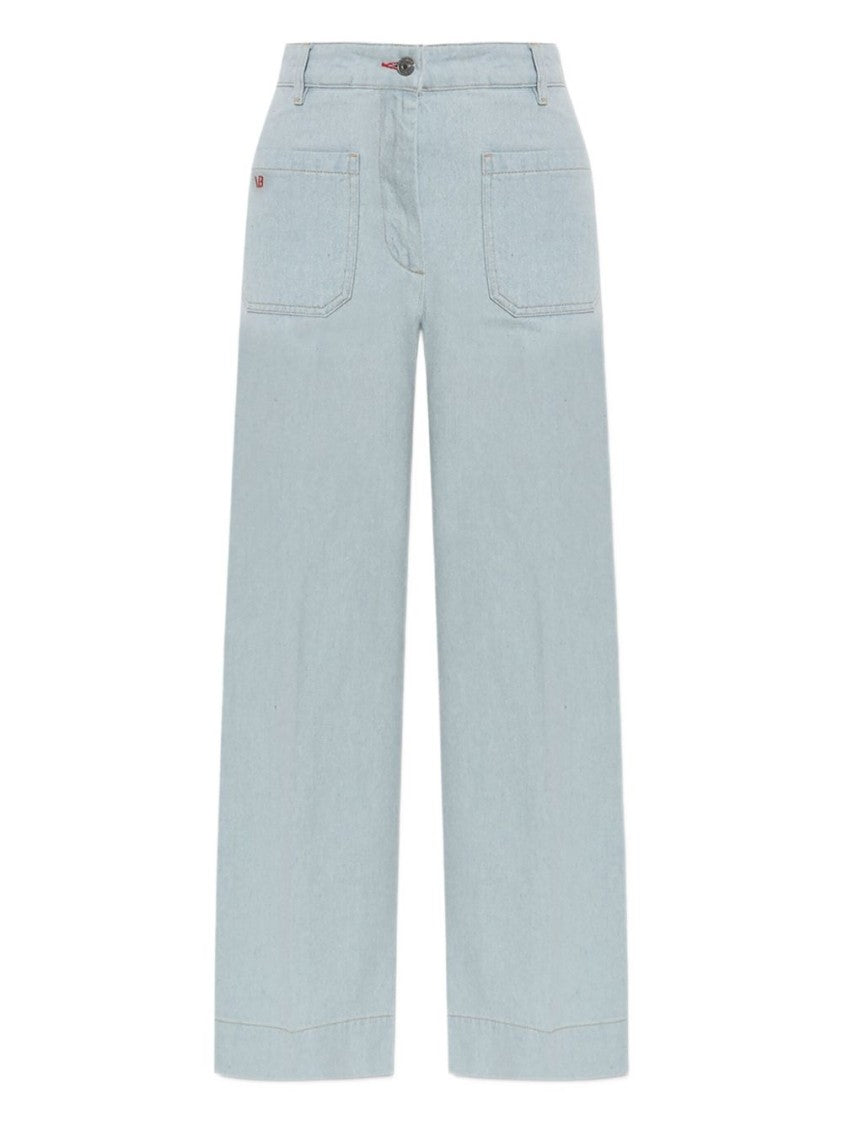 Victoria Beckham Relaxed High-Waisted Wide-Leg Jeans In Light Blue