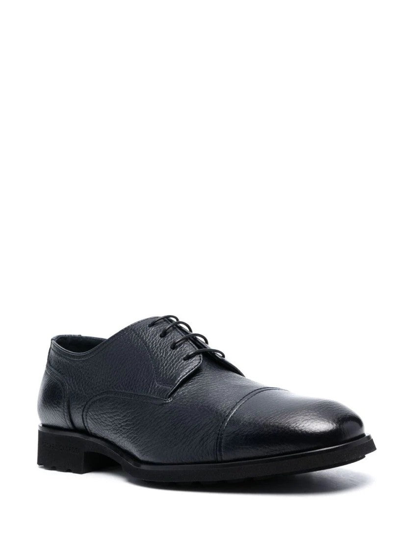 Casadei Blue Anticato Textured Leather Formal Shoes